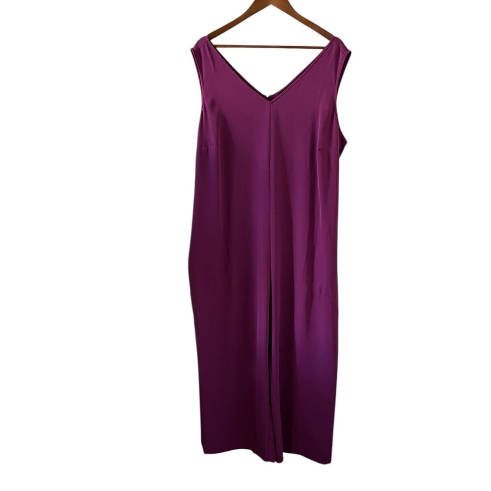 J Jill Wearever Double V-Neck Wide Leg Crop Jumpsuit In Mulberry Size 2X